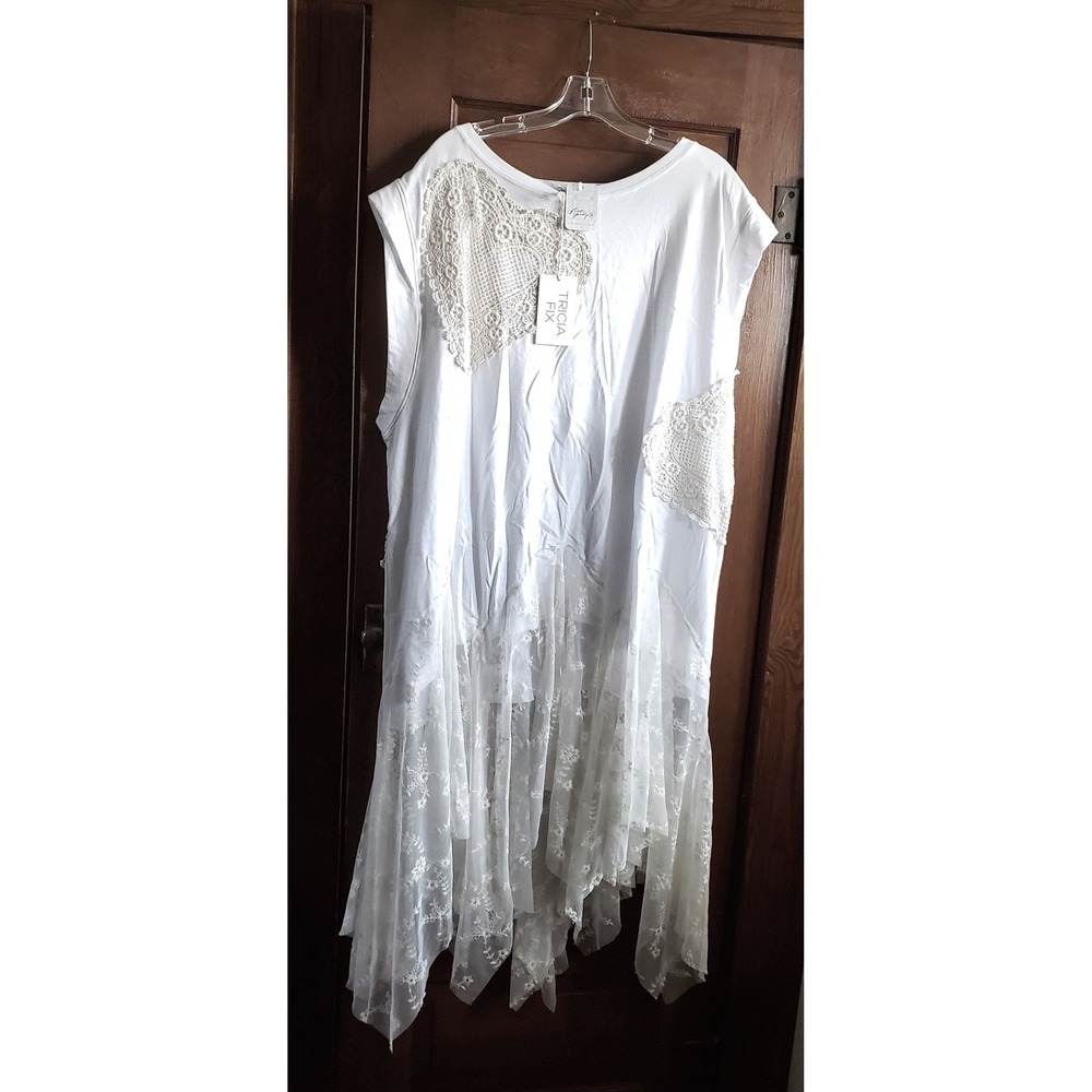 Free People Tricia Fix Dress Women's L Ivory Lace Crochet Handkerchief Hem NEW